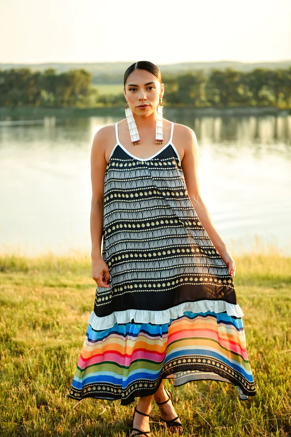 *Model Jayli is 5'3 and wearing a size S in Dentillium Cowrie Maxi Dress