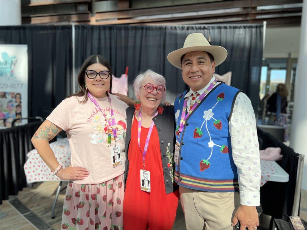 Left to right: Welana Queton, Muriel Fahrion, and Warren Queton.