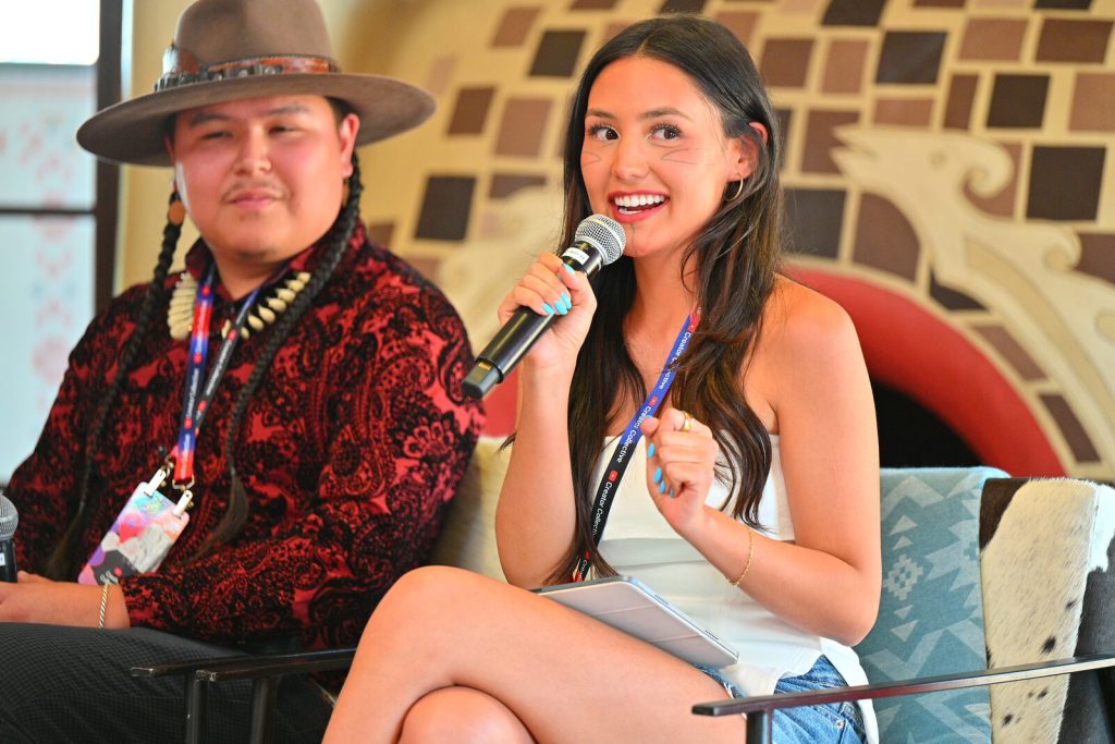 Inuk content creator Shina Nova speaks during the Indigenous House Creator Summit