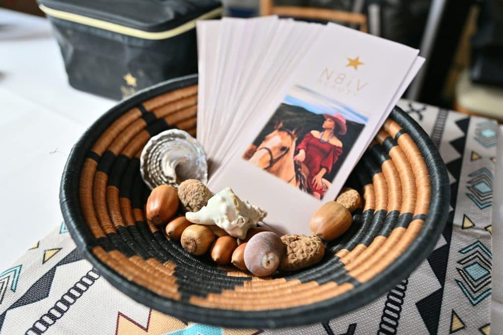 A general view shows products from N8iV at the Indigenous House Women's Networking Breakfast on August 14, 2026 in Santa Fe, New Mexico.