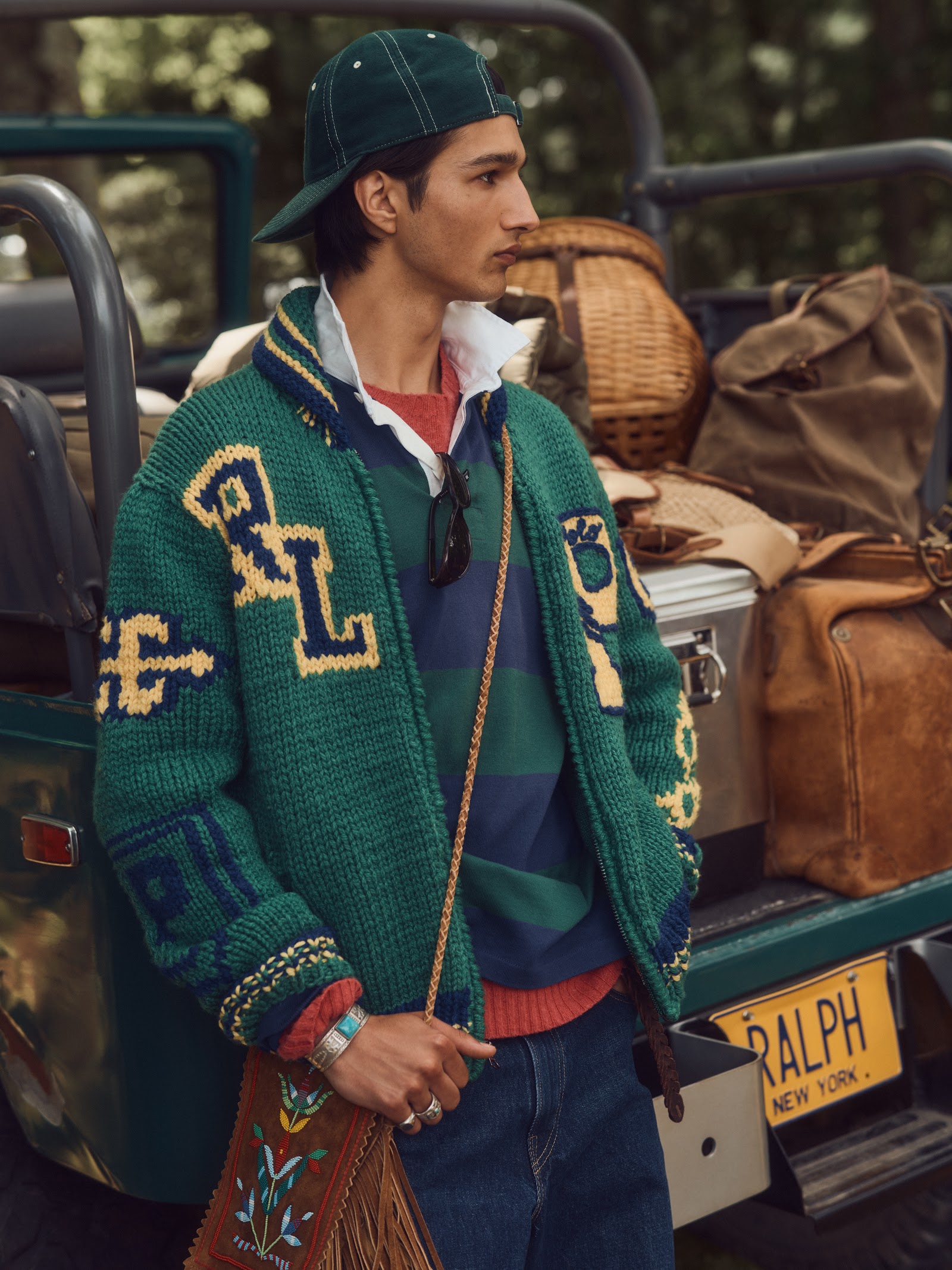 Polo Ralph Lauren x TÓPA look styled with handmade silver jewelry by Neil Zarama.